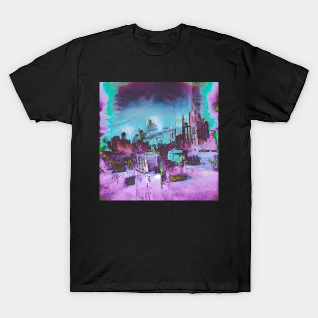 Broken City -Glitch Art Abstract T-Shirt by raspberry-tea